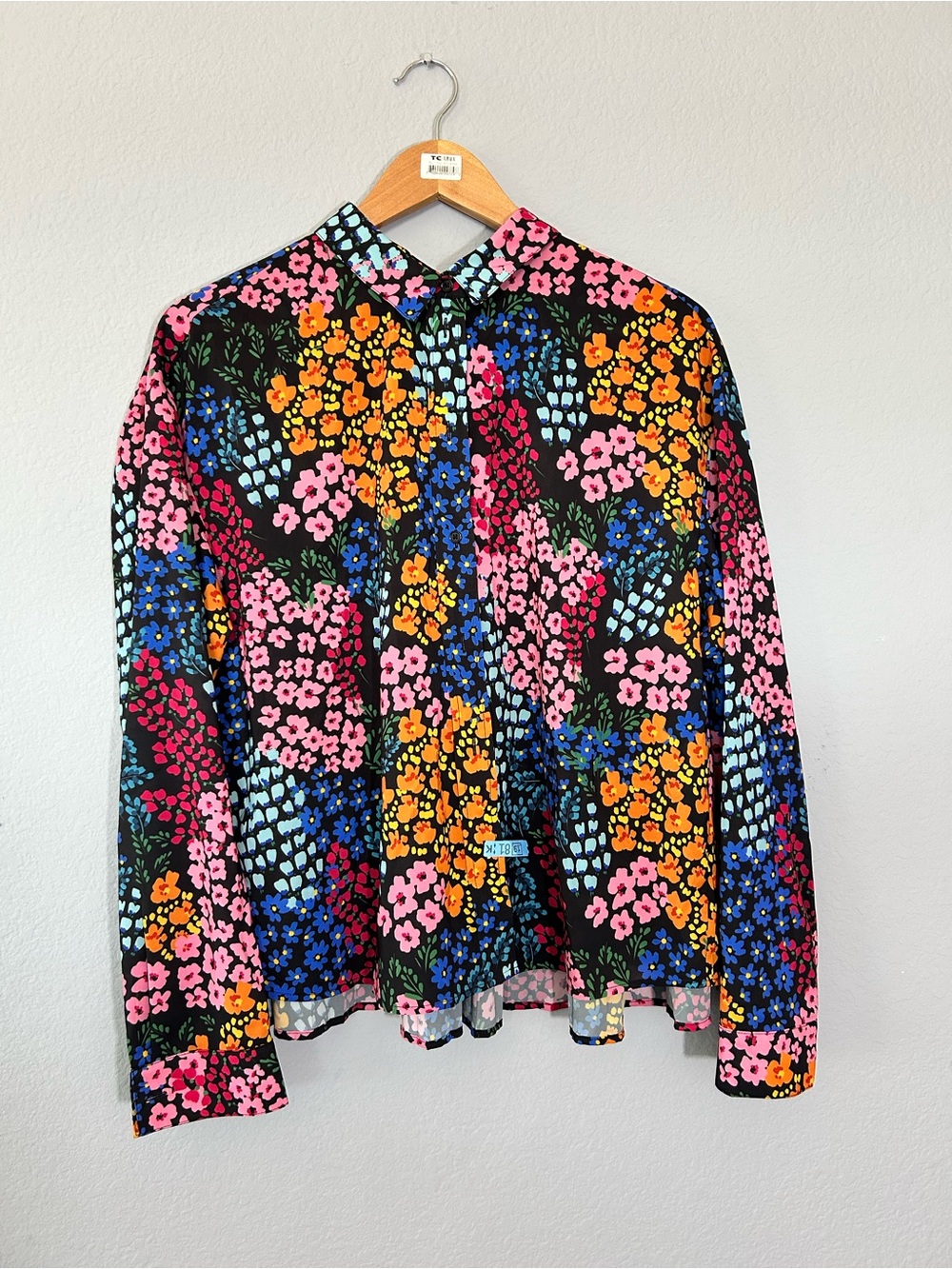Johnny Was JADE Floral Blouse M eclectic Multicolor Pleated Boho Button Down Top - Picture 3 of 11
